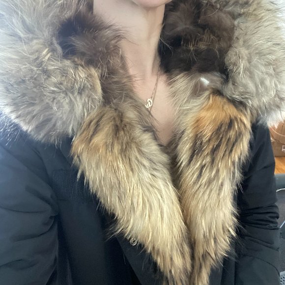 CONVERTIBLE 4 in 1 NATURAL FUR BLACK WATERPROOF PARKA WINTER COAT SIZE 8/10 - Picture 13 of 16